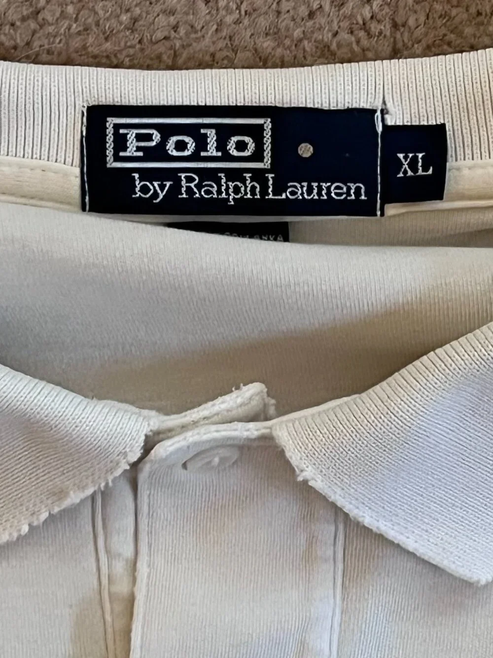 Polo Ralph Lauren Men's 100% Cotton Cream Short Sleeve Polo Shirt Size XL Preppy